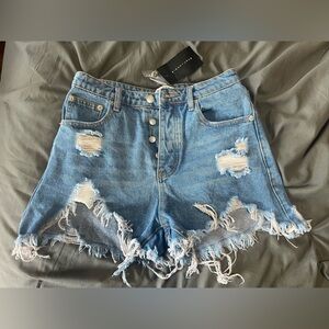 Distressed Blue Denim Shorts